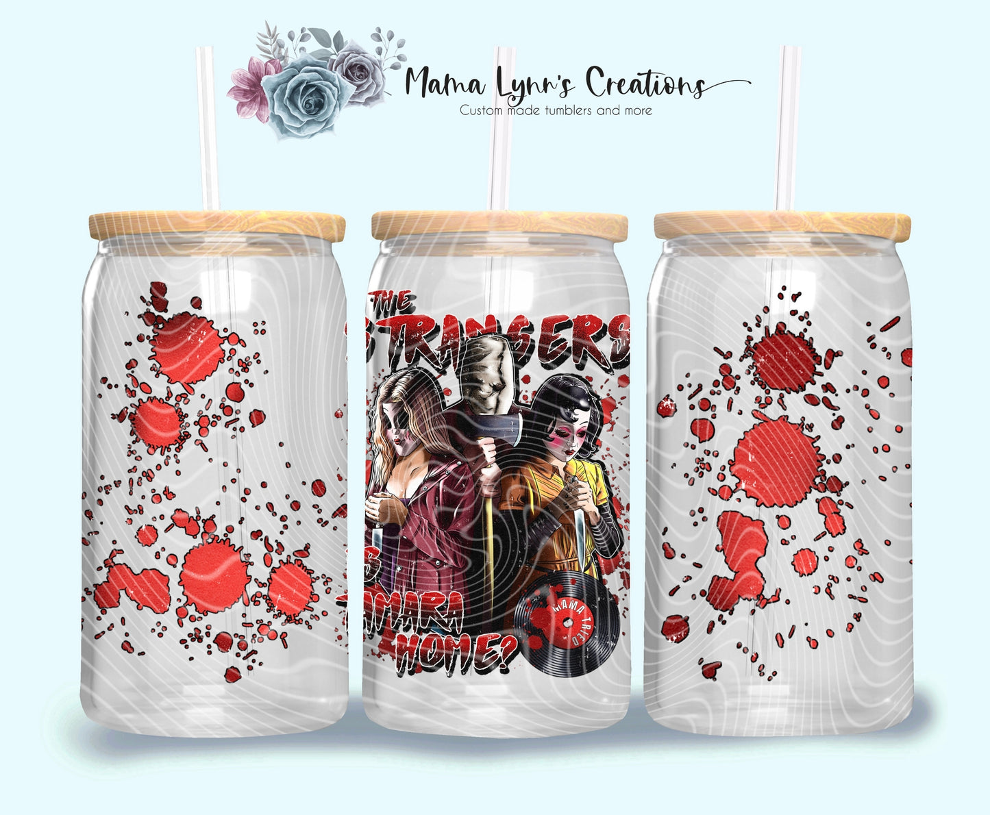 Horror Strangers 16 oz Glass Can Wrap