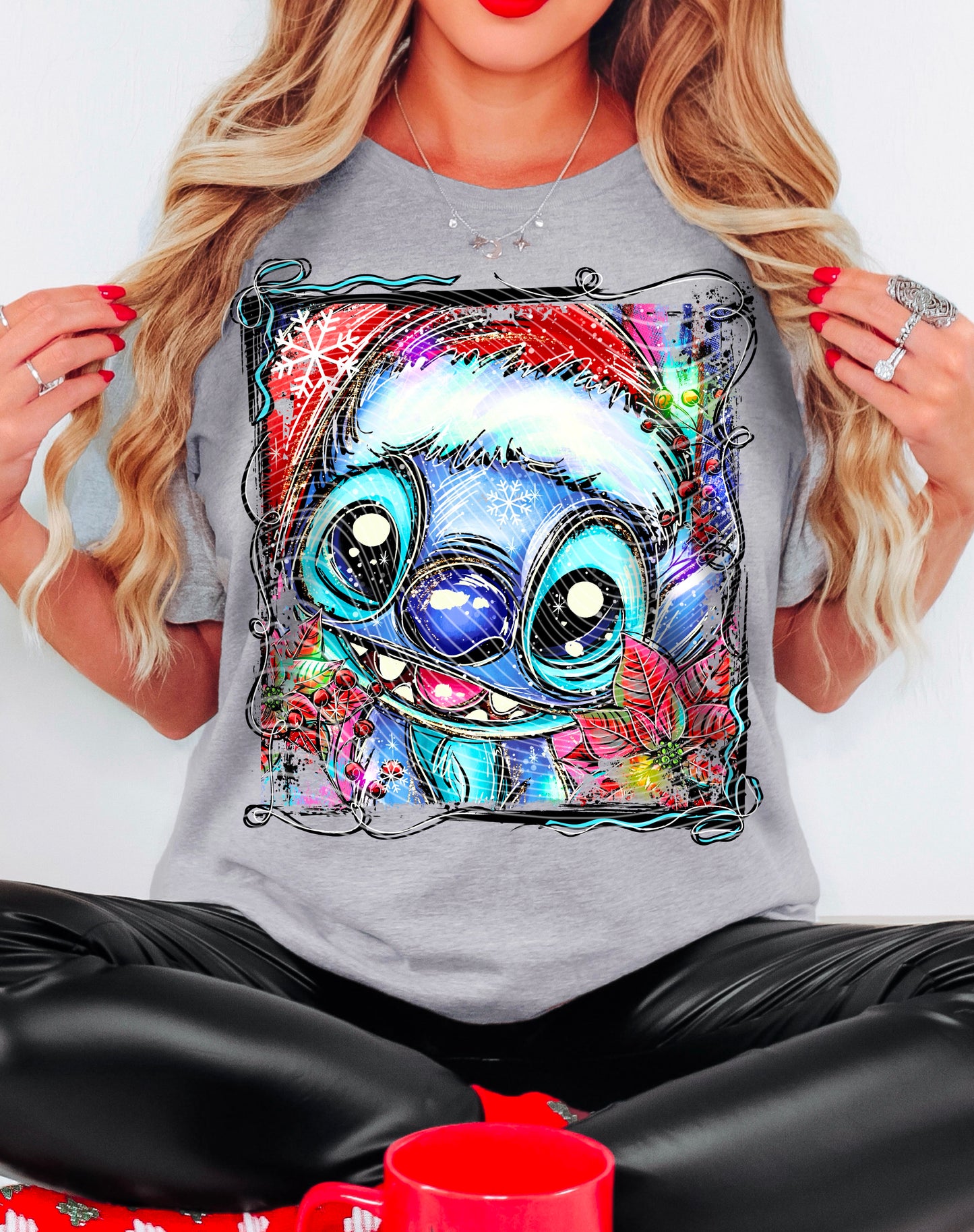 Christmas Selfie Blue Alien DTF Prints