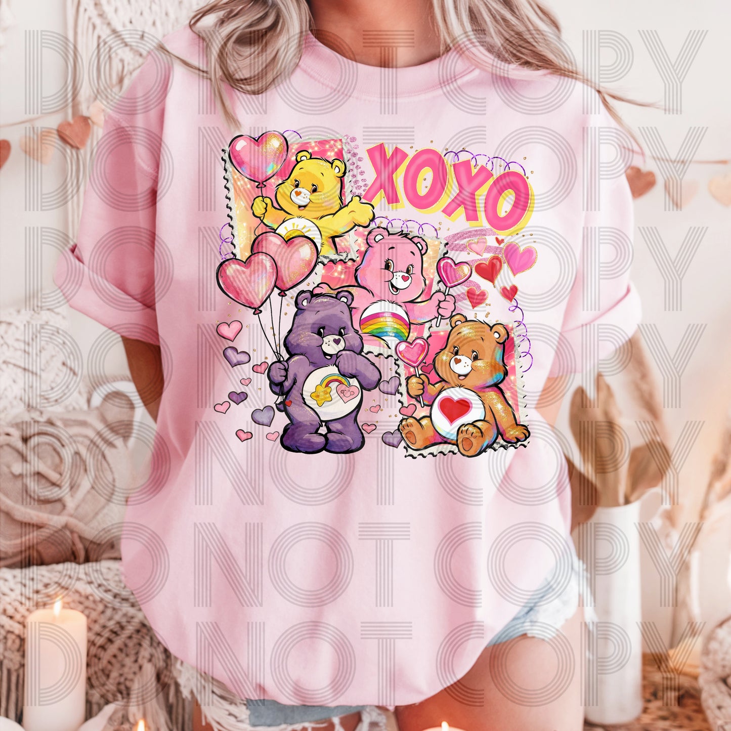 XOXO Bear Valentine Stamps DTF Prints