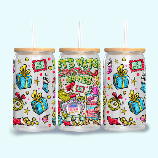 Let’s Watch Christmas Movies 16 oz Glass Wraps
