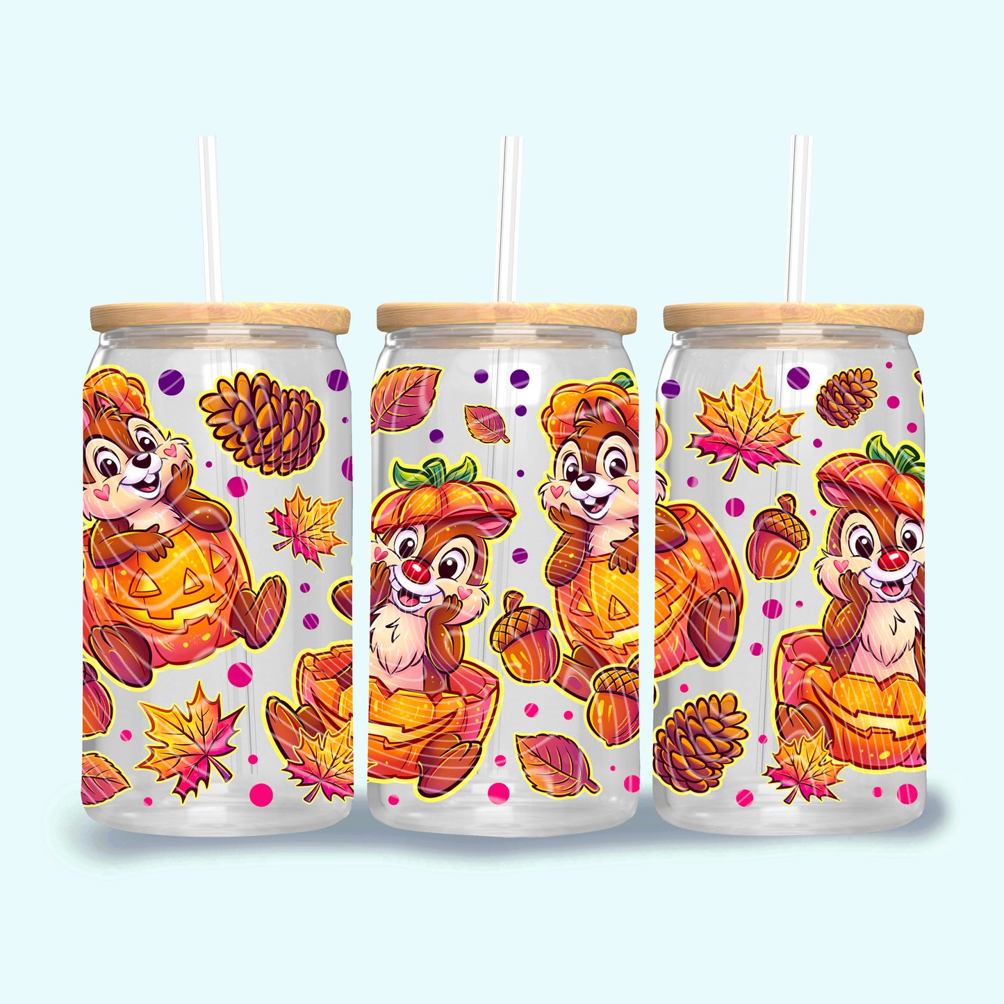 Nuts About Fall 16 oz Glass Wrap