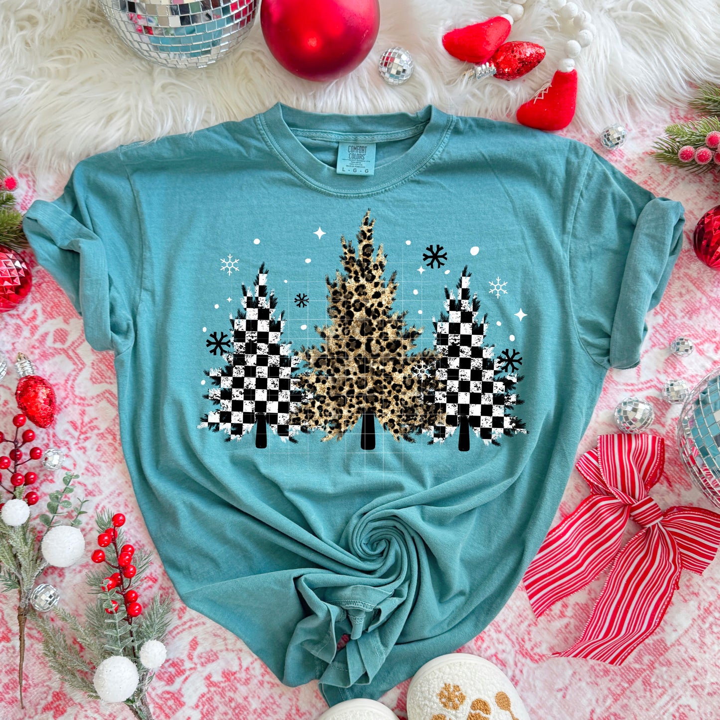 Checkered Cheetah Trees DTF Prints