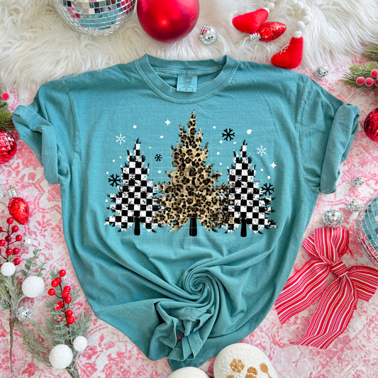 Checkered Cheetah Trees DTF Prints