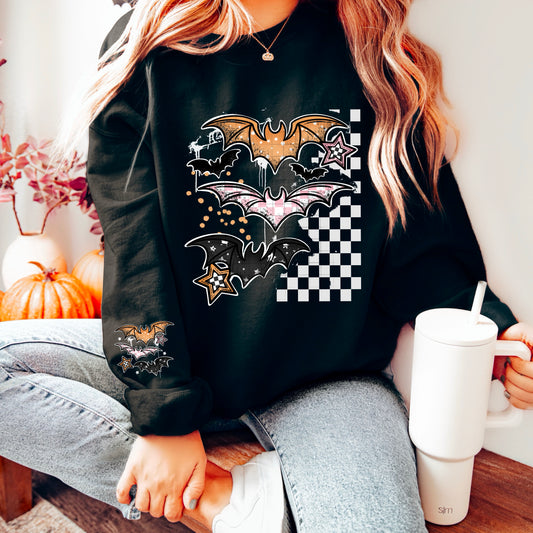 Grunge Patterned Bats DTF Prints