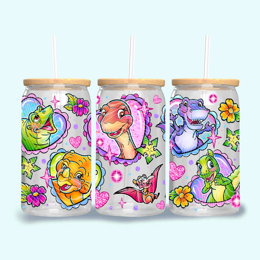 Dino Love Valentines 16 oz Glass Wraps