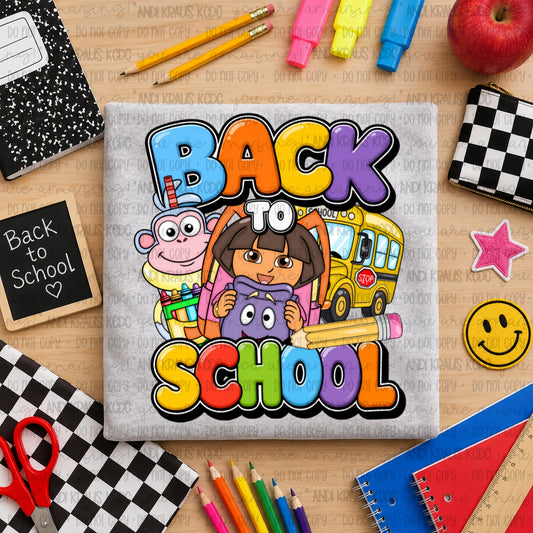 Back To School Dora DTF Print