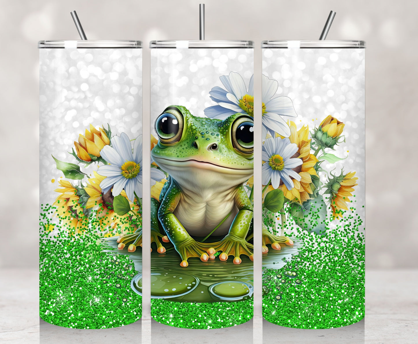 Glitter Frog and Sunflowers