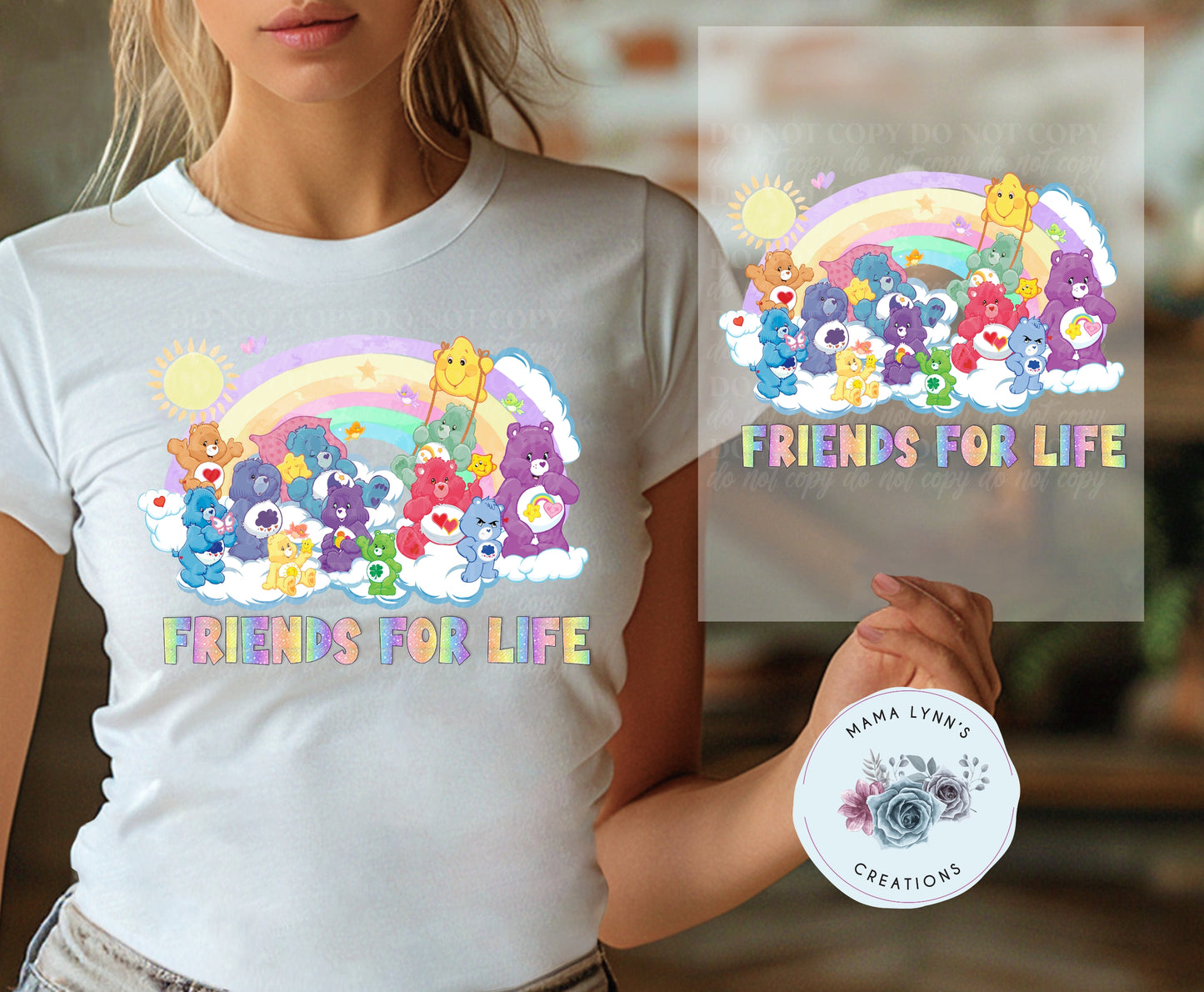 Friends For Life Pastel Bear DTF Print