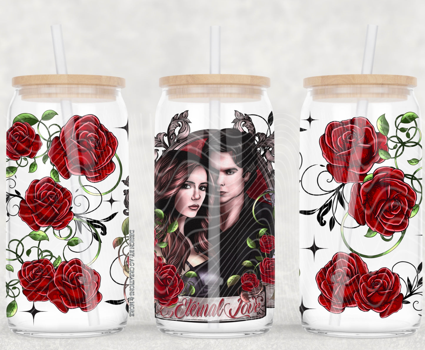 Eternal Love TVD 16 oz Glass Can Wrap