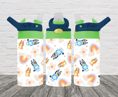 Boho Blue Dog Family Kids Tumbler Wrap