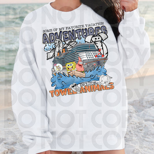 Cruise Towel Animals Vacation Adventures DTF Prints