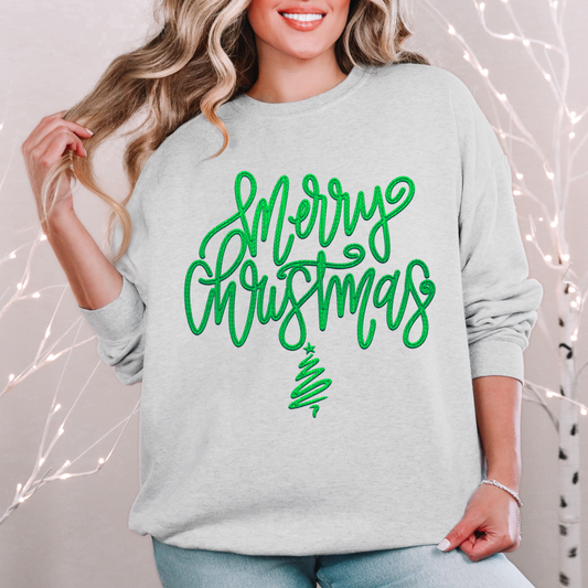 Merry Christmas Faux Embroidery DTF Print