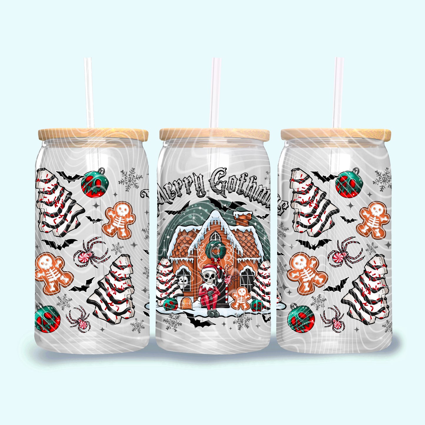 Merry Gothmas 16 oz Glass Can Wrap