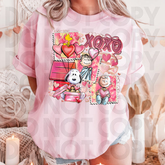 XOXO Peanuts Stamps DTF Prints