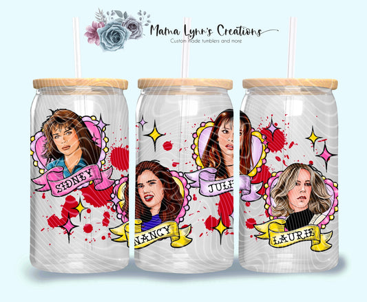 Final Horror Girls 16 oz Glass Can Wrap