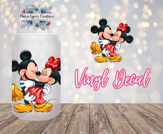 Girl and Boy Mouse Hugs 16 oz Glass Can prints