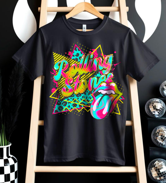 Rolling Stones Neon DTF Prints