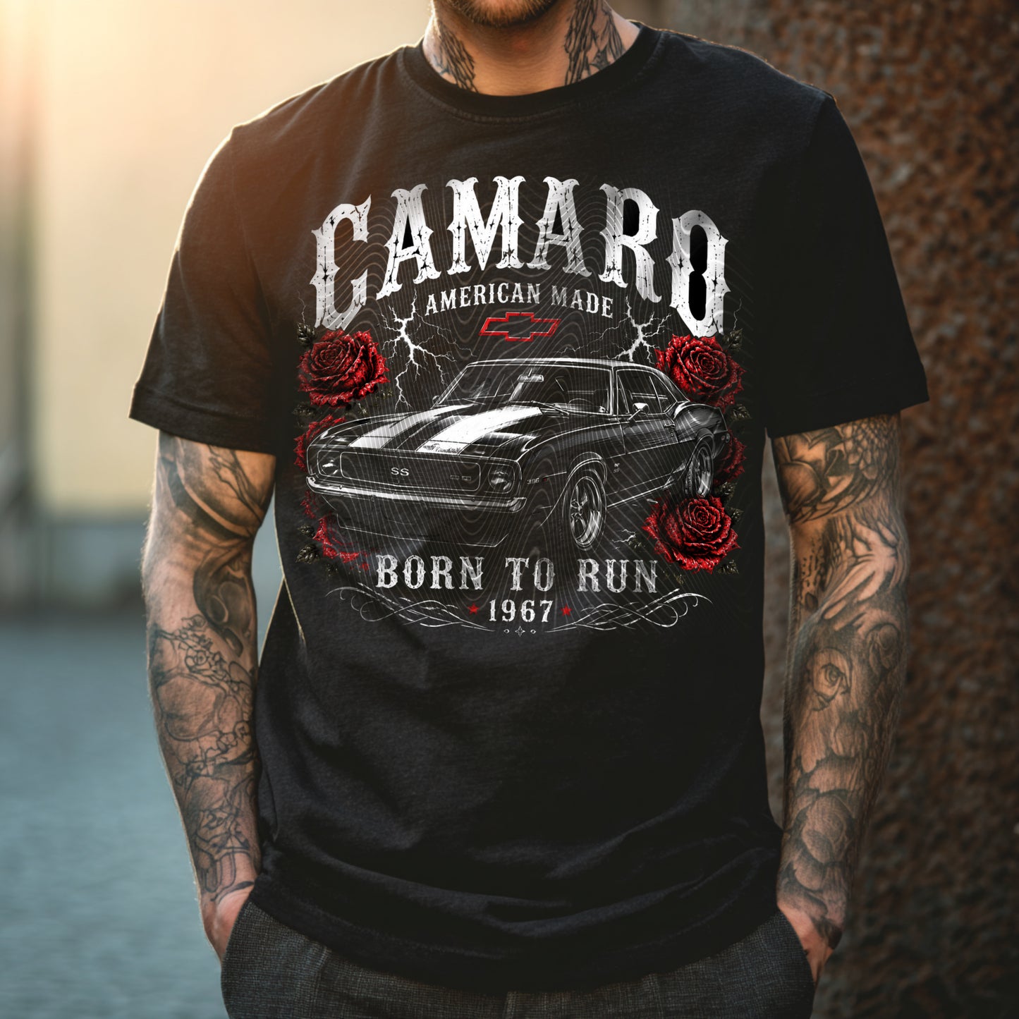 Camaro American Made (Halftone For Black Fabric Only) DTF Print