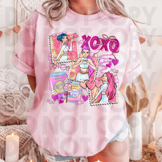 XOXO Huntrix Valentine Stamps DTF Prints