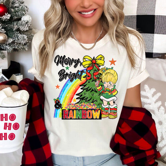 Merry Bright & Rainbow Christmas DTF Prints