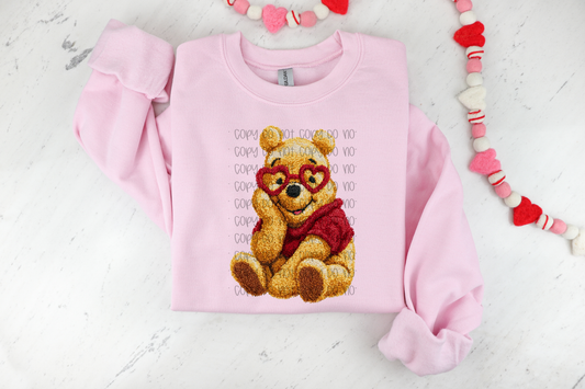 Valentine Pooh (Faux Yarn) DTF Prints