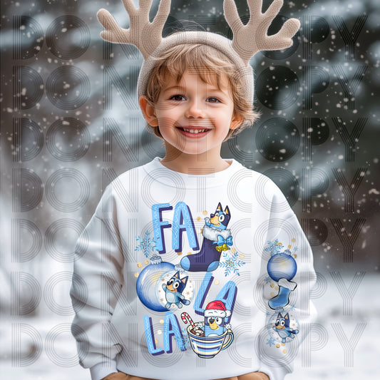 Fa La La Blue Dog DTF Prints