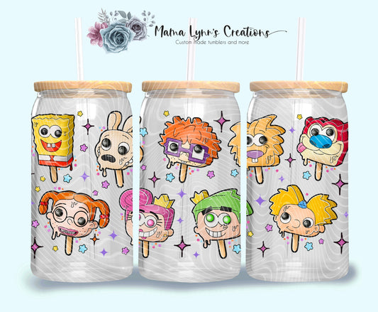 Nick Cartoons 16 oz Glass Can Wrap