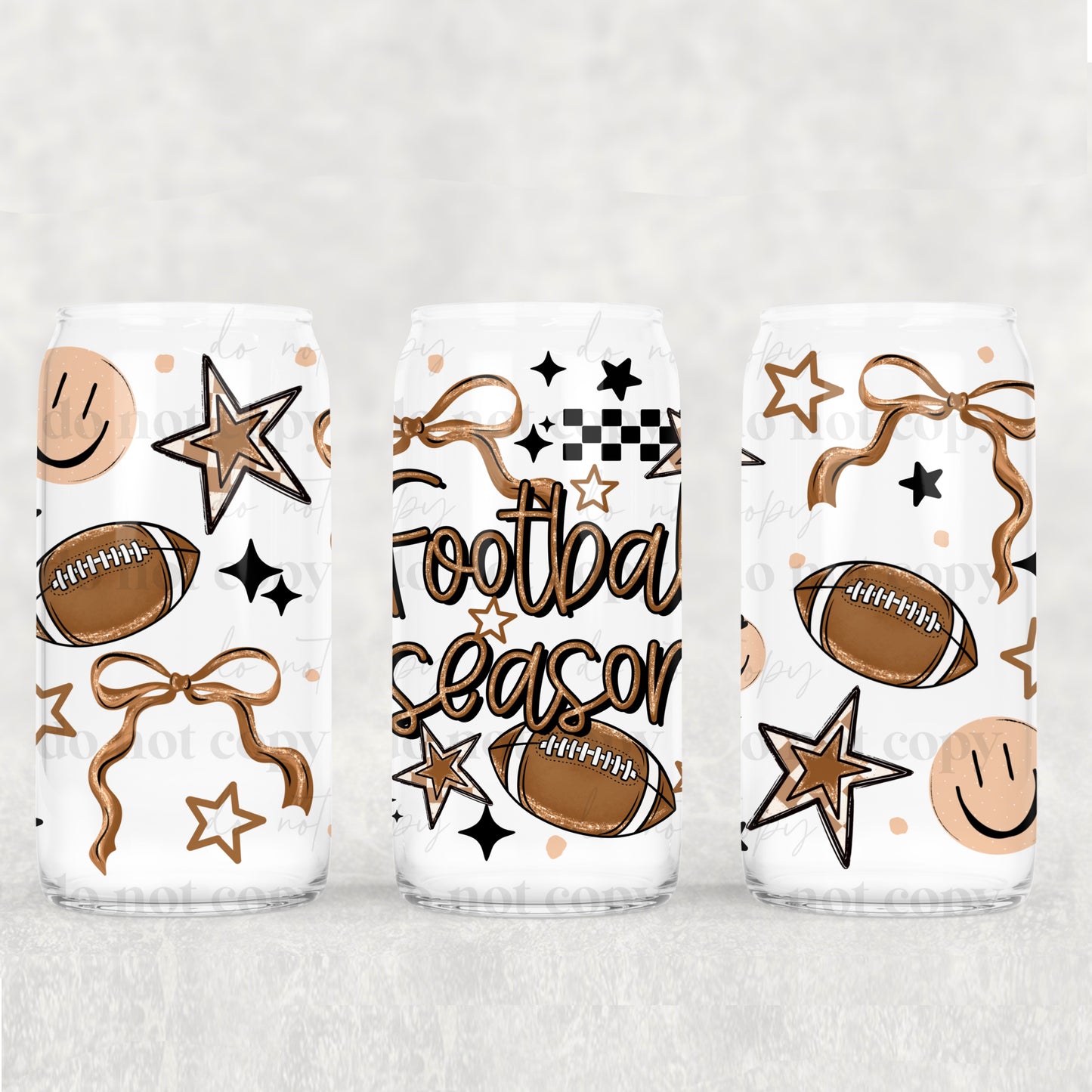 Football Season 16 oz Glass Wrap