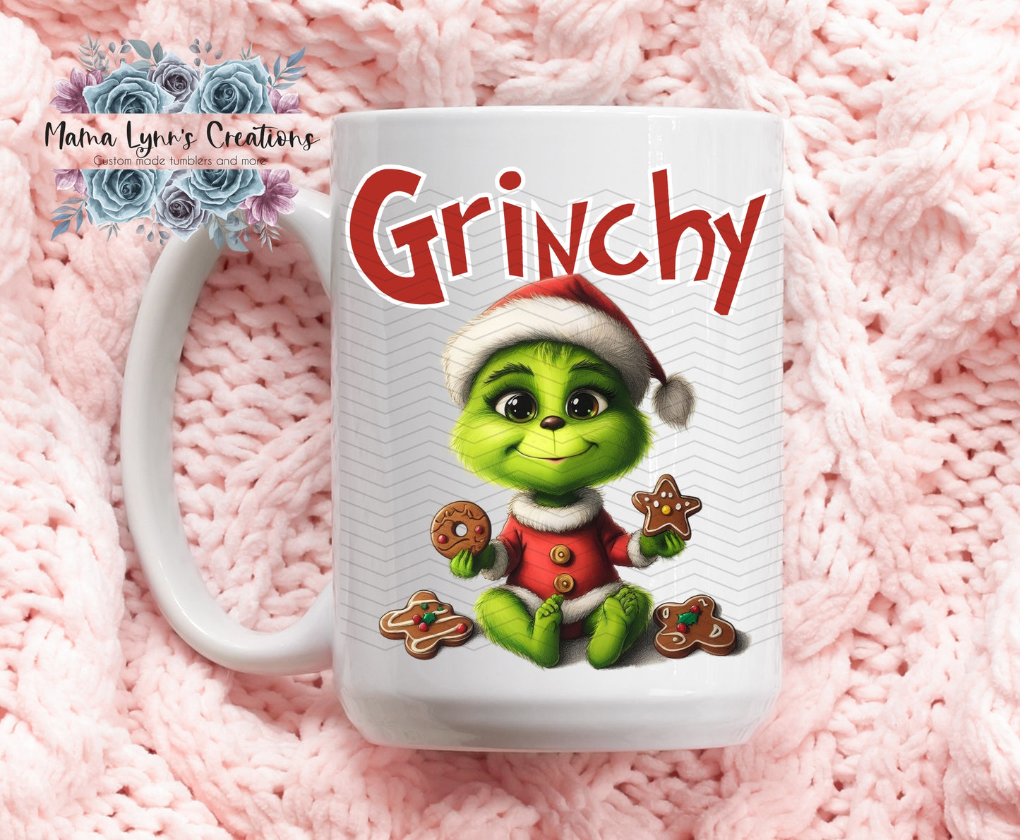 Grinchy Cookie Smiles Christmas 16 oz Glass Can prints