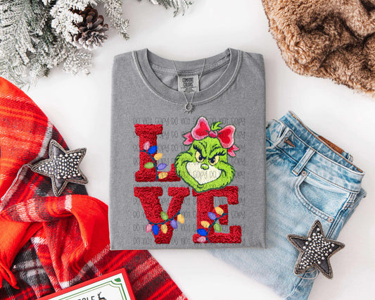 Faux Yarn Love Grinch DTF Prints