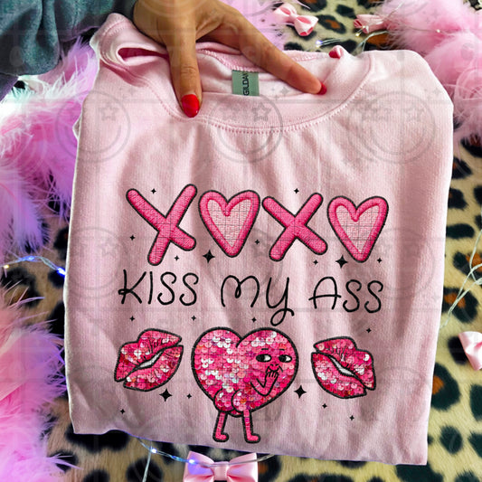 Kiss My Ass Faux Sequin Embroidery DTF Prints