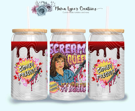 Scream Queen 16 oz Glass Can Wrap