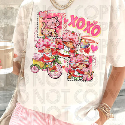 XOXO Strawberry Girl Stamps DTF Prints