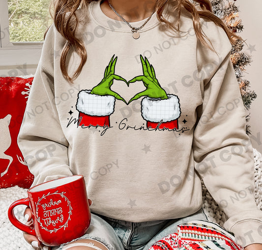 Merry Grinchmas Heart Hands DTF Print
