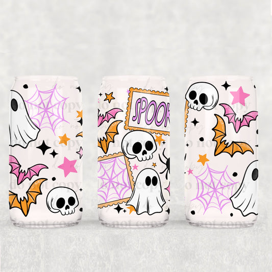 Spooky Stamps 16 oz Glass Wrap