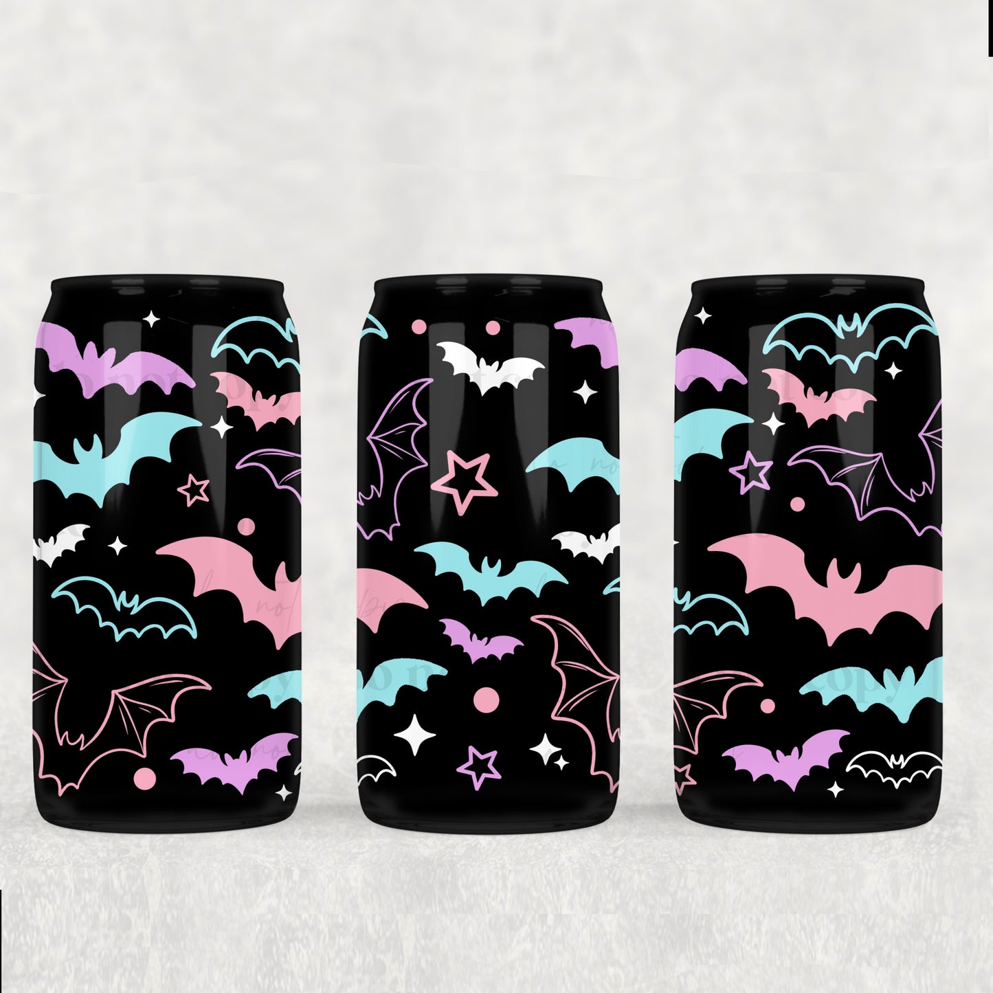 Pastel Bats 16 oz Glass Wrap