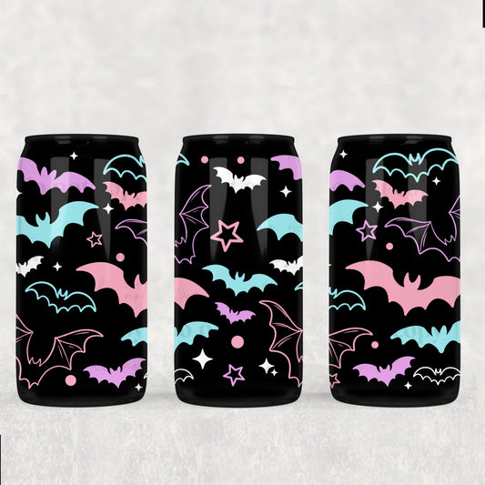 Pastel Bats 16 oz Glass Wrap