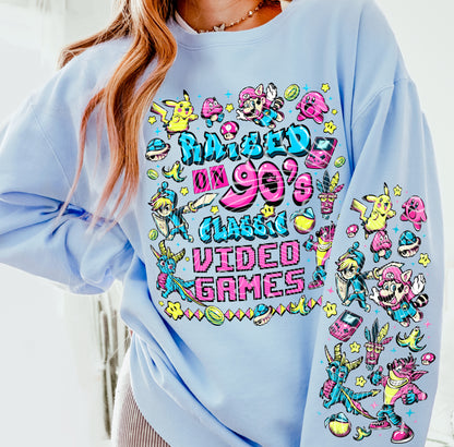 Raised On 90’s Classic Video Games DTF Print