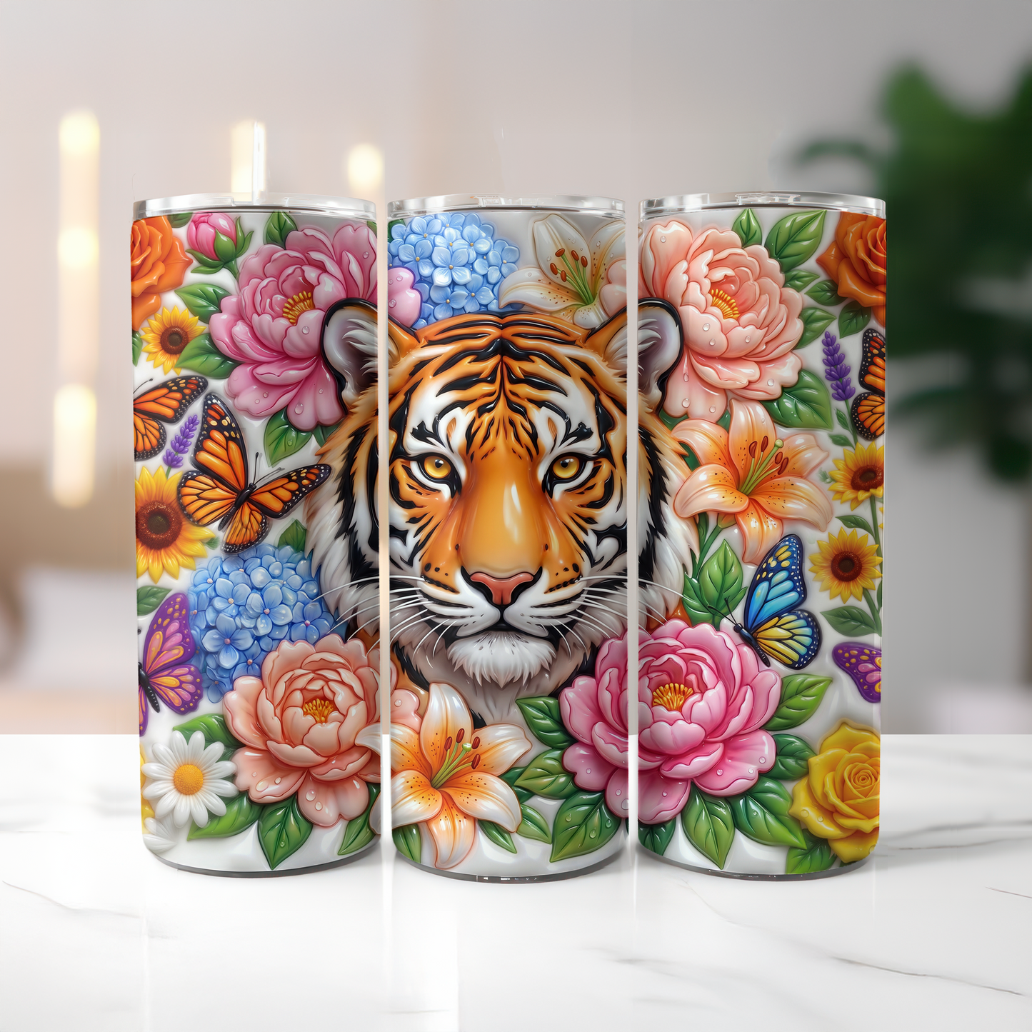 Floral Tiger Tumbler Wrap