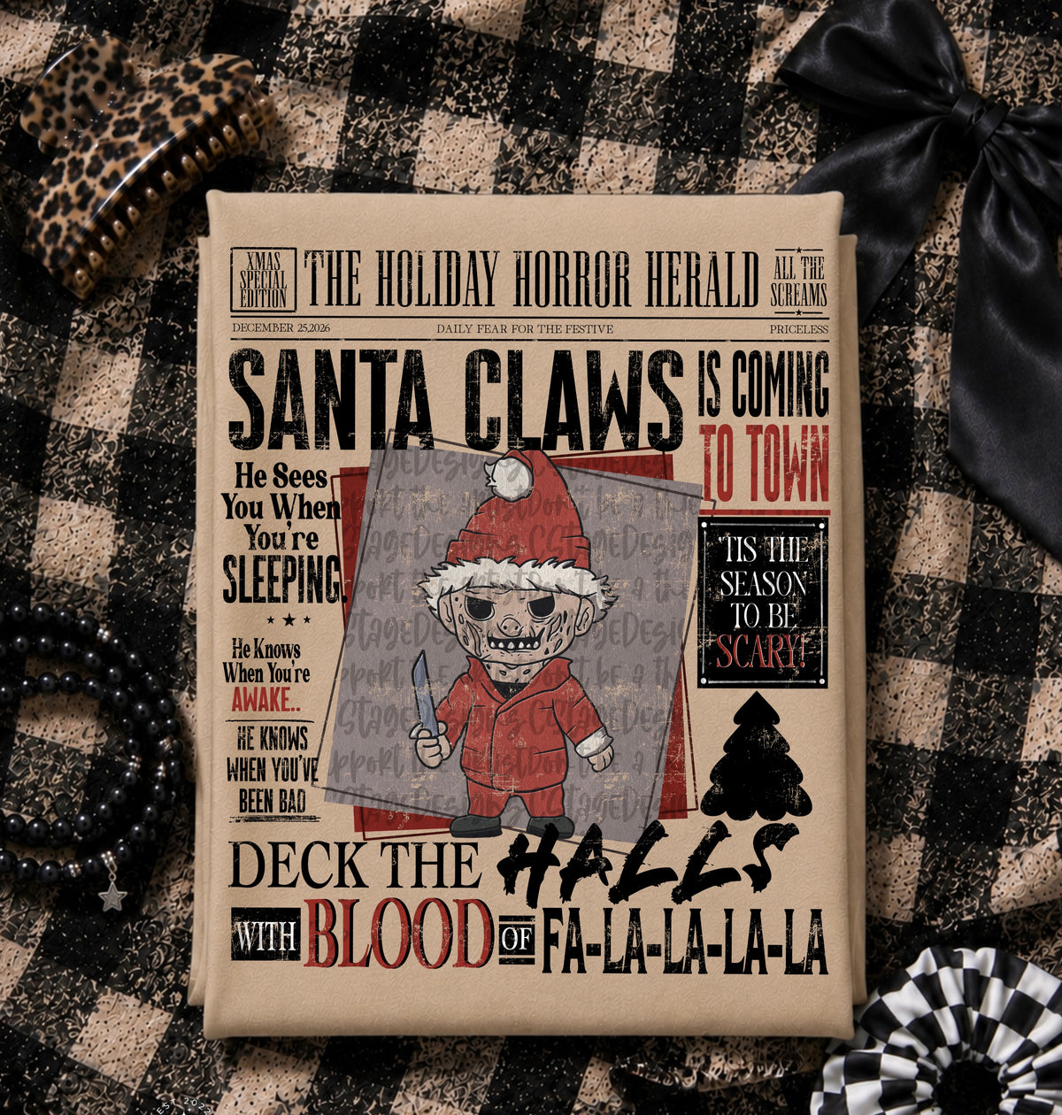 Holiday Horror Herald Santa Claws DTF Print