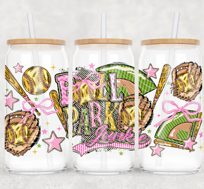 Ball Park Junkie 16 oz Glass Can Wraps