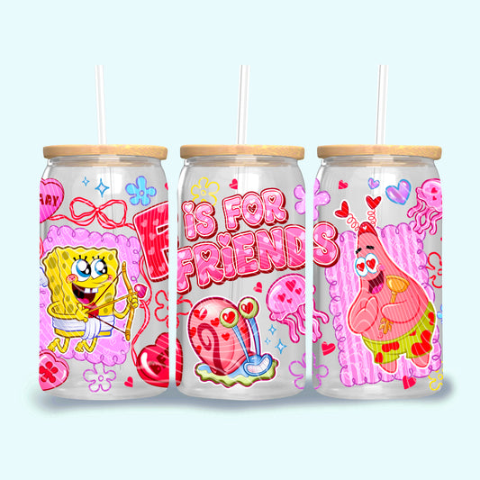 F Is For Friends 16 oz Glass Wraps