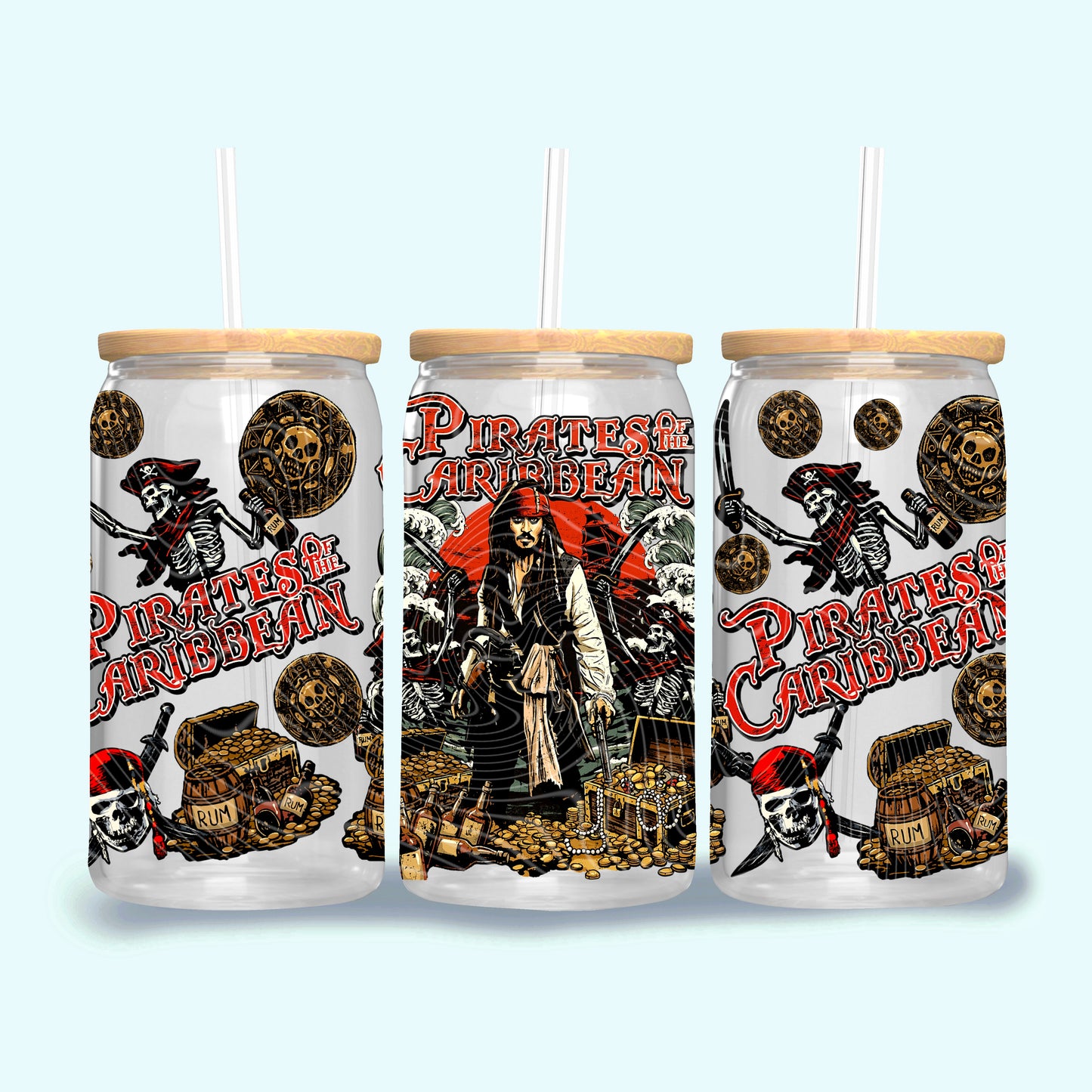 Pirates Theme 16 oz Glass Wraps