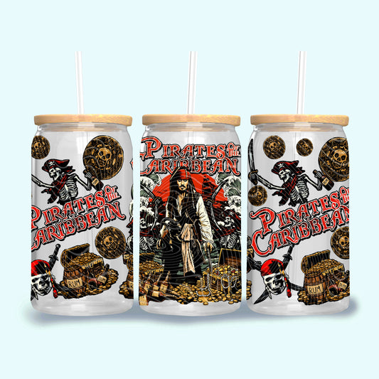 Pirates Theme 16 oz Glass Wraps