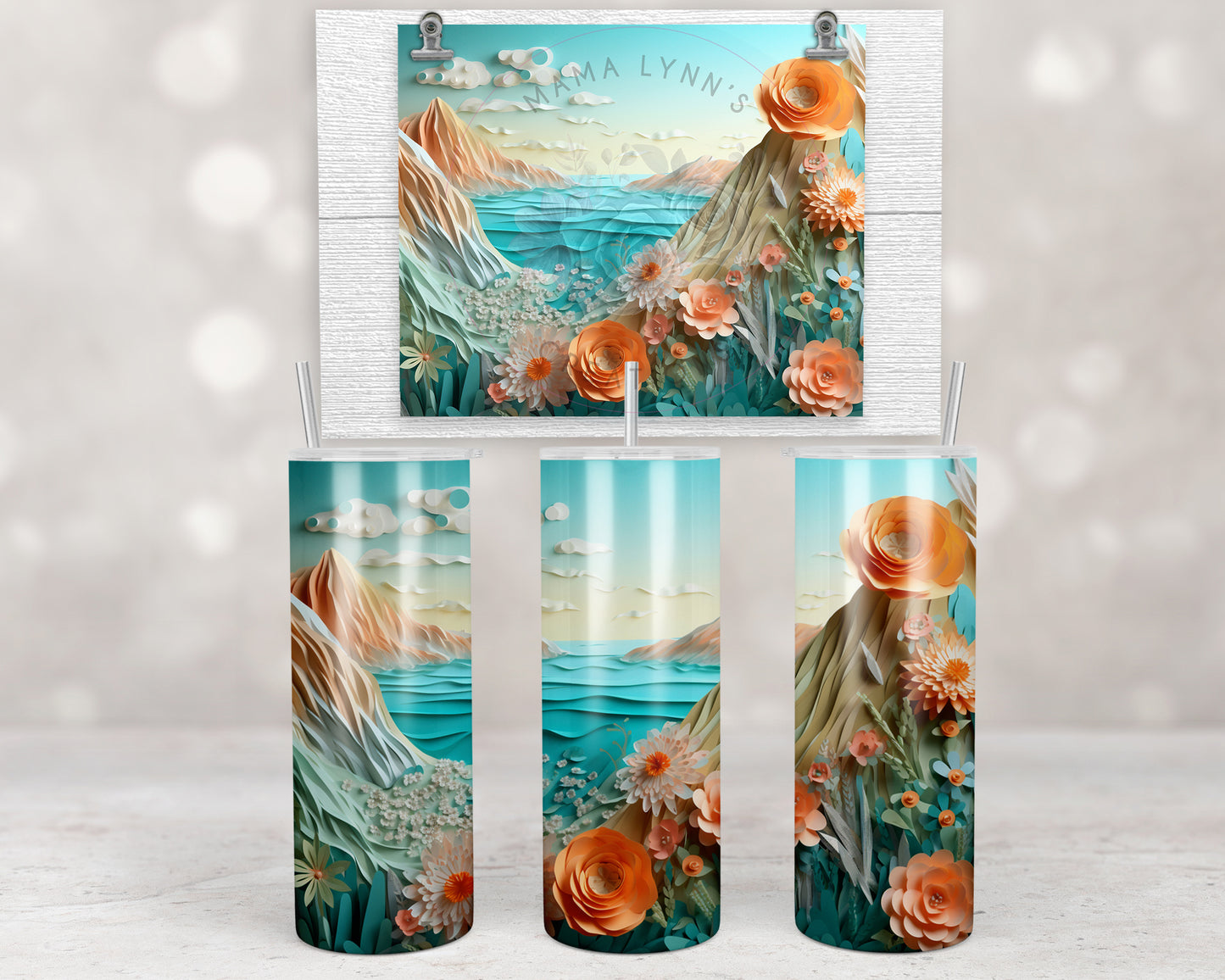 3D Floral Volcano Beach