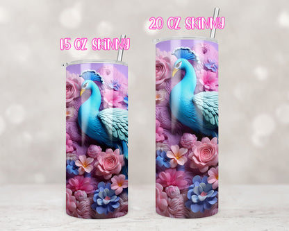 3d Pastel Floral Peacock Design Transfers