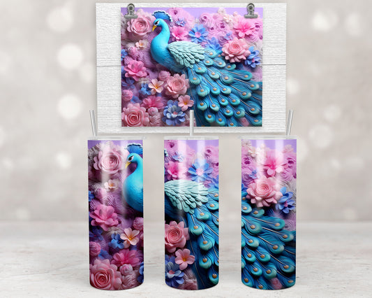 3d Pastel Floral Peacock Design Transfers