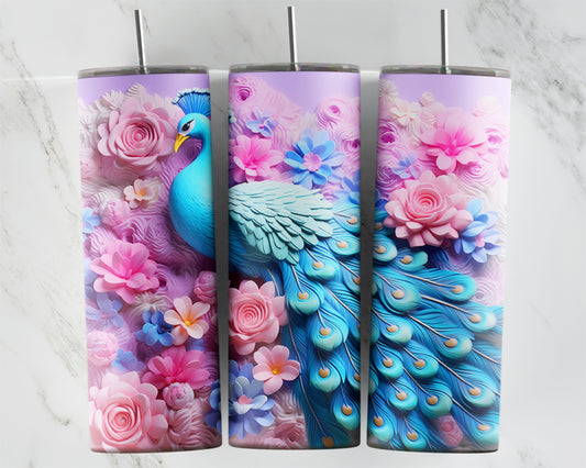 3d Pastel Floral Peacock Design Transfers