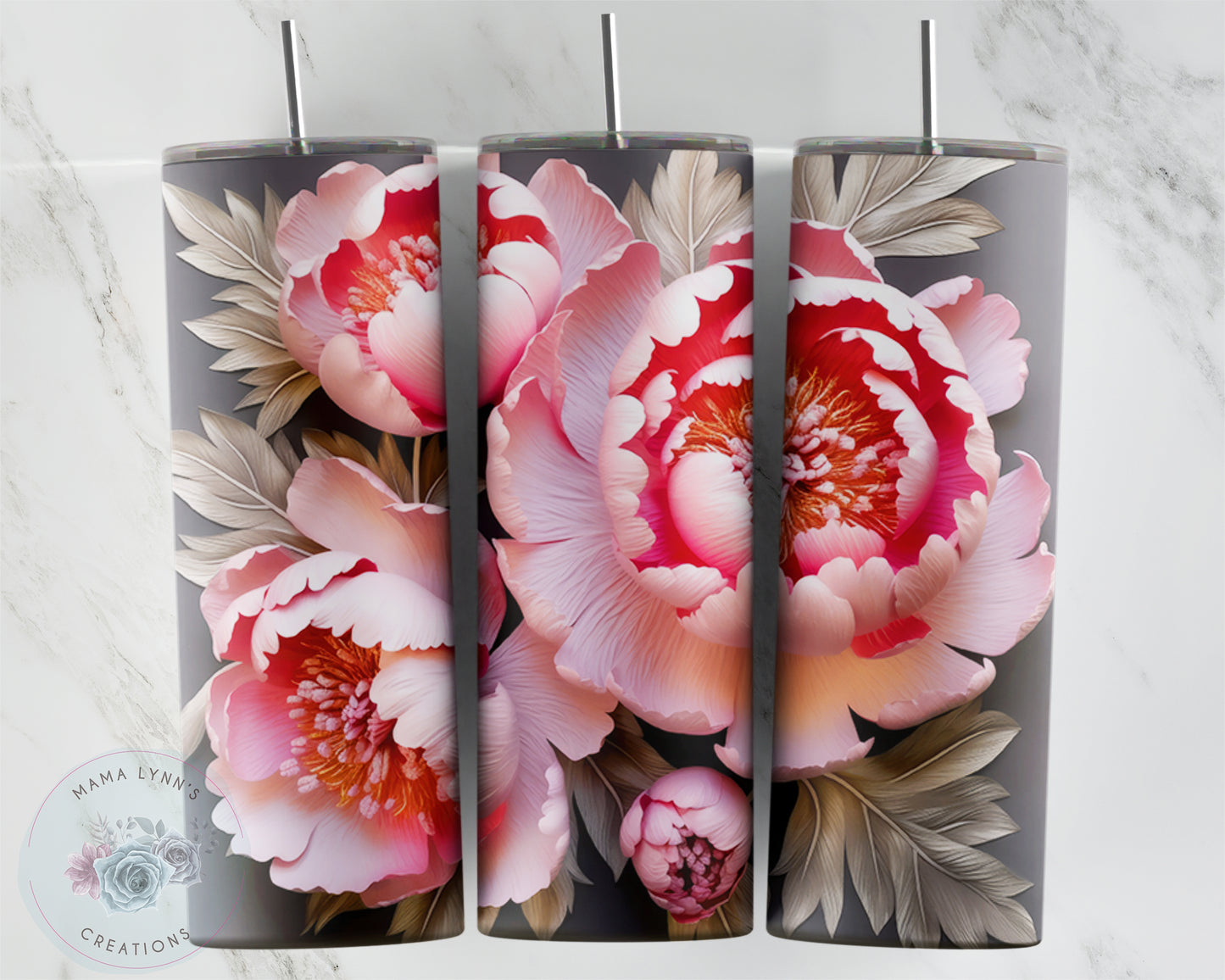 3d Peony Floral Design Transfers