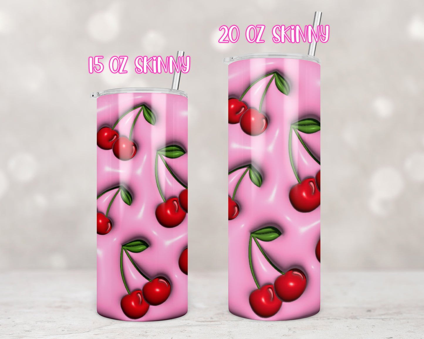 3D Puff Cherry Pink Design Transfers